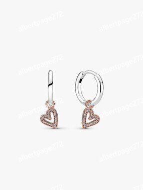 Sparkling Freehand Heart Hoop Earrings